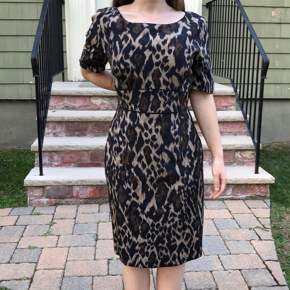 Elie Tahari silk leopard dress